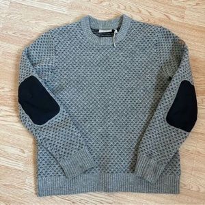 Men's Fjallraven 100% Wool Ovik Nordic Sweater Grey Crew Neck Large